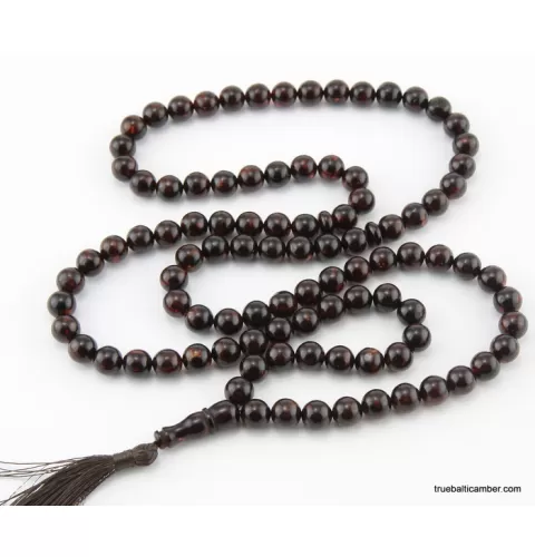 Islamic 99 ROUND beads prayer PRESSED Baltic amber rosary