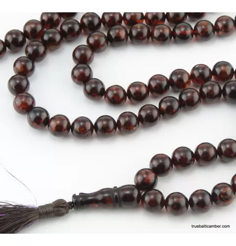 Islamic 99 ROUND beads prayer PRESSED Baltic amber rosary