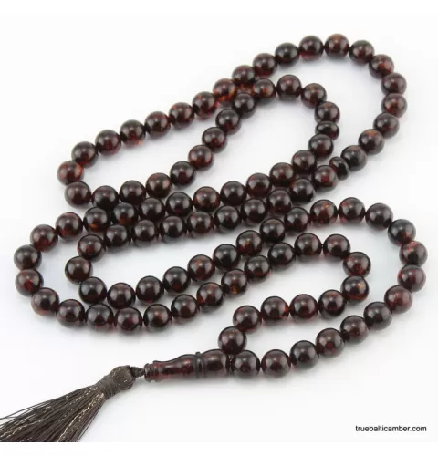 Islamic 99 ROUND beads prayer PRESSED Baltic amber rosary