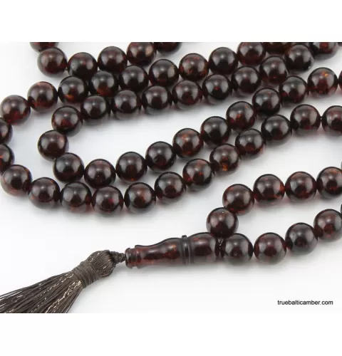 Islamic 99 ROUND beads prayer PRESSED Baltic amber rosary