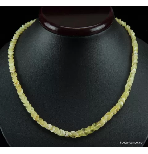 Overlapping White pieces Baltic amber necklace 18in