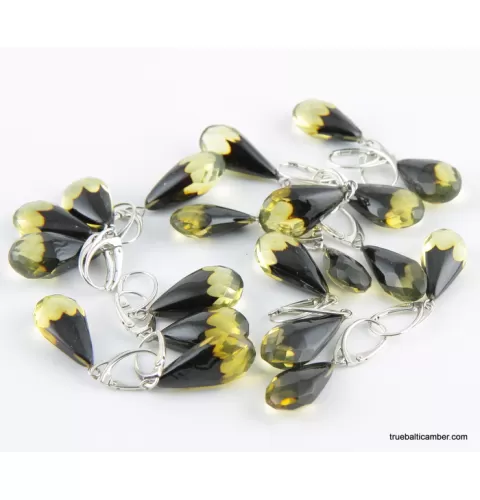 10 Faceted drops Baltic amber earrings