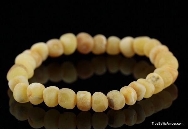 Raw Butter BAROQUE beads Baltic amber bracelet 7in