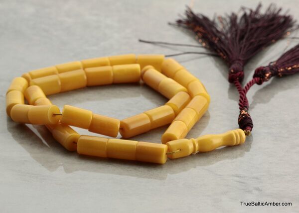 Islamic 33 CYLINDER Baltic amber prayer ANTIQUE beads