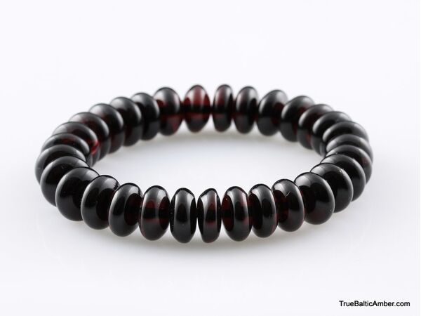 Glossy Cherry Button beads Baltic amber stretch bracelet