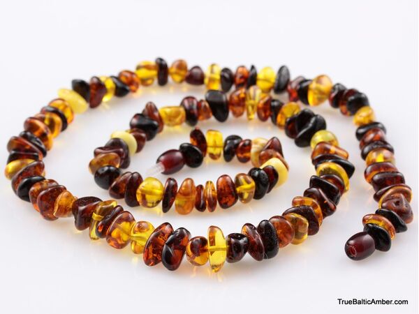 Multi glossy nuggets Baltic amber necklace