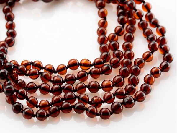 ROUND Baby teething Baltic amber necklace 13in