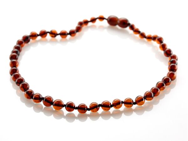 ROUND Baby teething Baltic amber necklace 13in