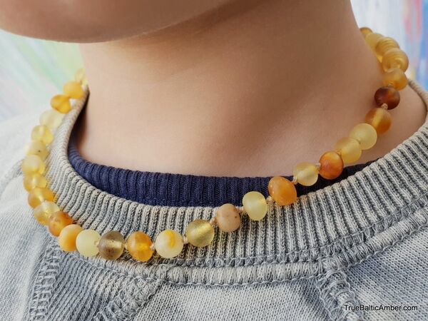 Raw Mix Baroque teething Baltic amber necklace