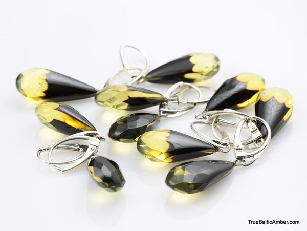 8 Faceted drops Baltic amber earrings
