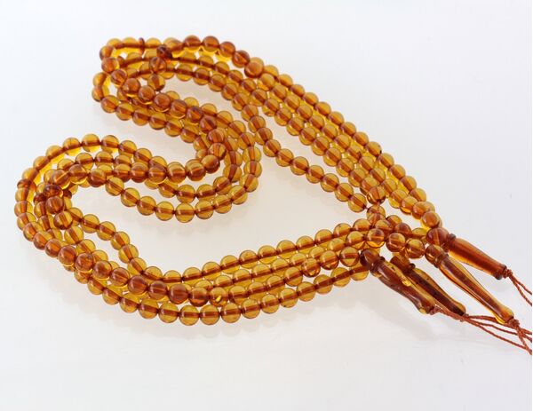 Lot of 4 Islamic 66 Cognac Baltic amber Prayer ROUND beads