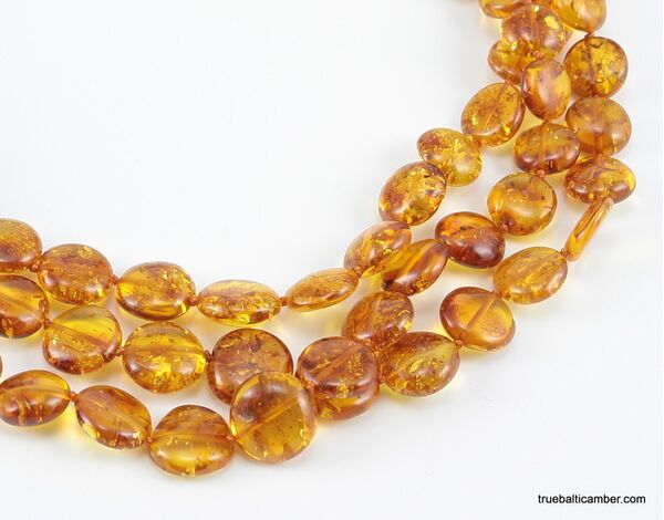3 BUTTON beads Baltic amber necklace