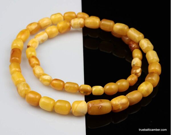 Vintage Egg Yolk BARREL Baltic amber unisex necklace