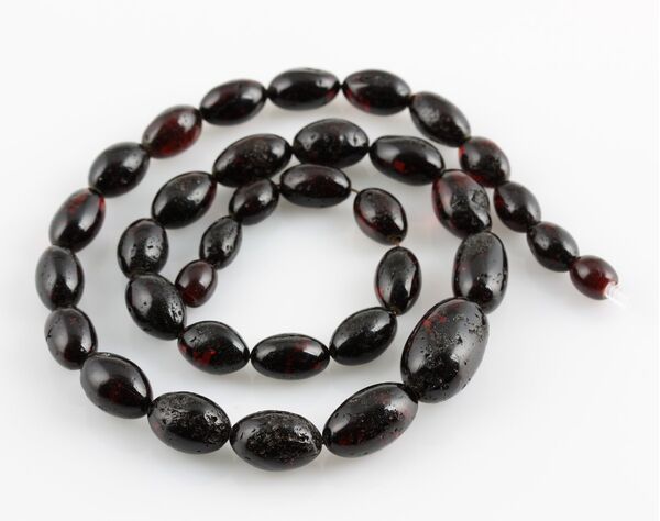 Cherry Olive beads Baltic amber necklace 20in