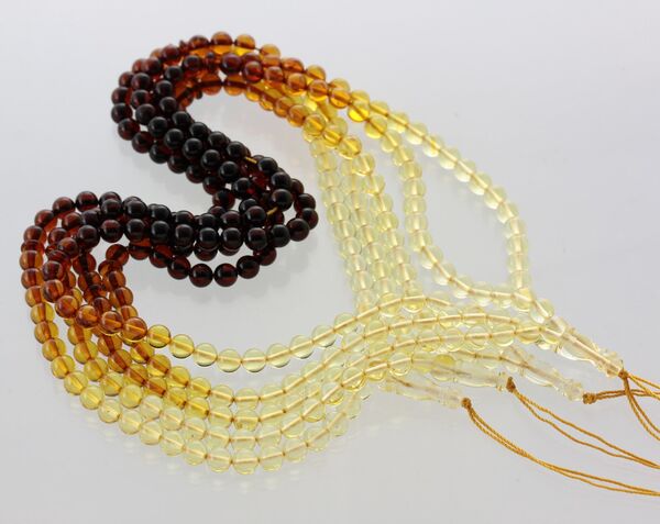Lot of 5 Islamic 66 Rainbow Baltic amber Prayer ROUND beads