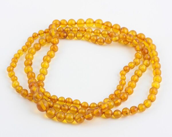 Vintage Round beads Baltic amber long necklace 45in