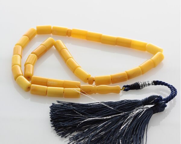 Islamic 33 Prayer BALTIC AMBER CYLINDER Beads Rosary