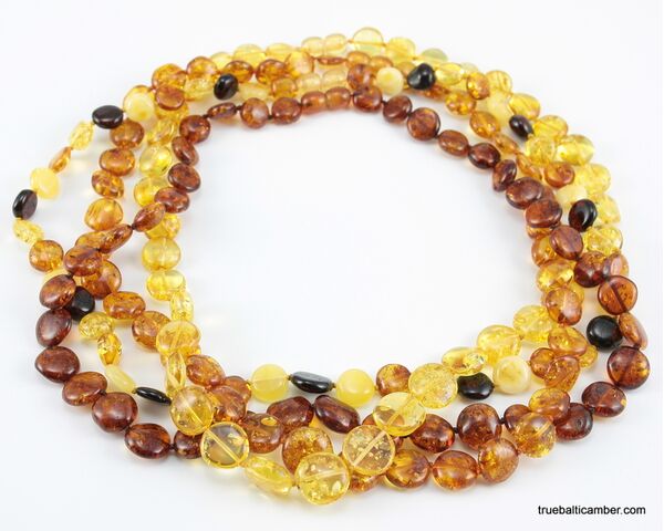 4 BUTTON beads Baltic amber necklace