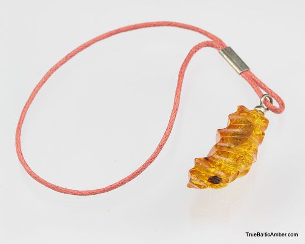 Carved Baltic amber - strap charm dangle