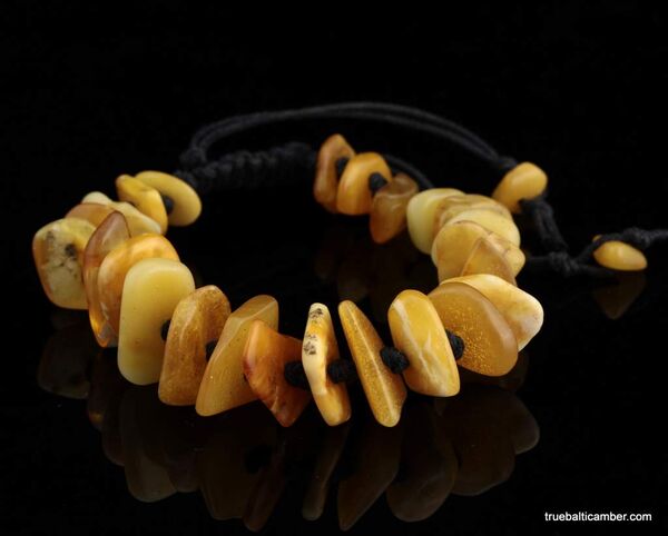 Vintage Egg Yolk beads Baltic amber bracelet 8in