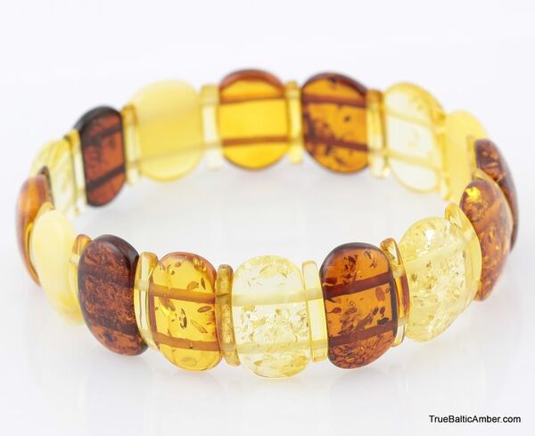 Multi pieces Baltic amber elastic bracelet 8in