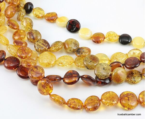 5 BUTTON beads Baltic amber necklace