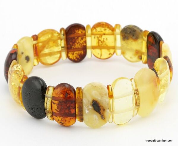 Glittering mix pieces Baltic amber bracelet 8in
