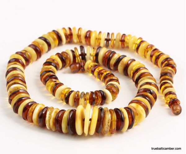 Multi Buttons Baltic amber necklace 24in