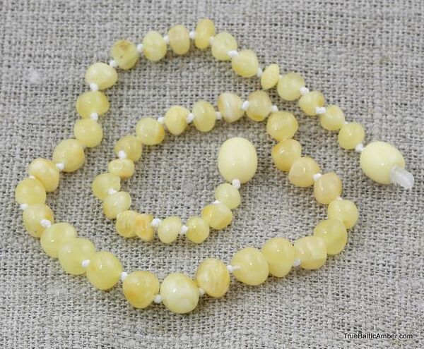 BAROQUE Baby teething Baltic amber BUTTER beads necklace