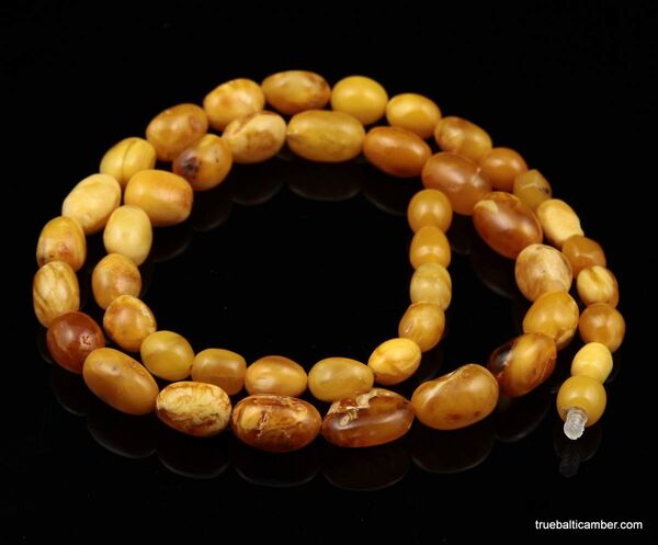 Vintage Egg Yolk beads Baltic amber unisex necklace