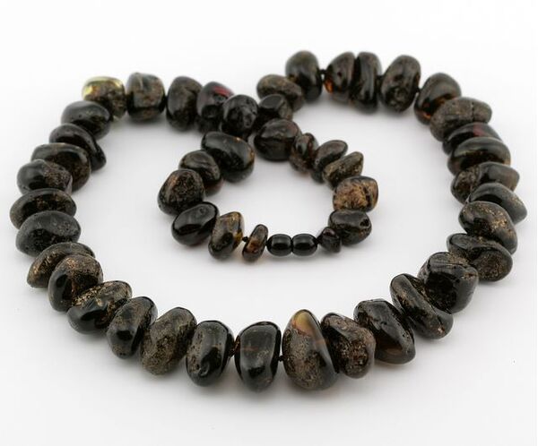 Huge dark BAROQUE beads Baltic amber necklace 24in