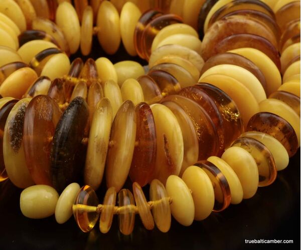 Butter buttons Baltic amber necklace 25in