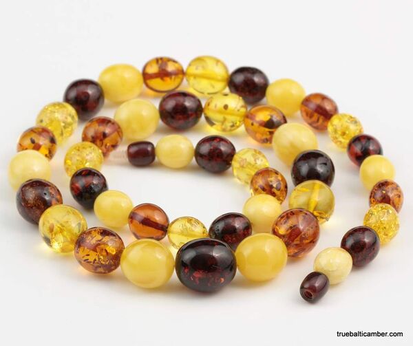 Large glittering OLIVE Baltic amber beads ecklace