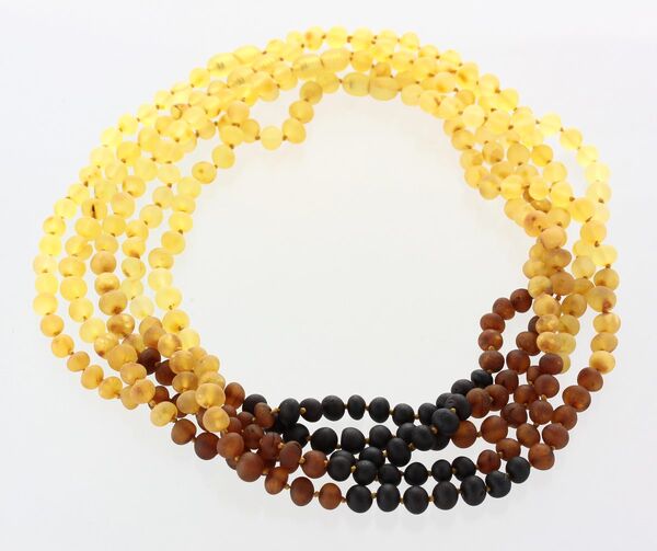 5 Raw Rainbow BAROQUE Baltic amber adult necklaces 45cm