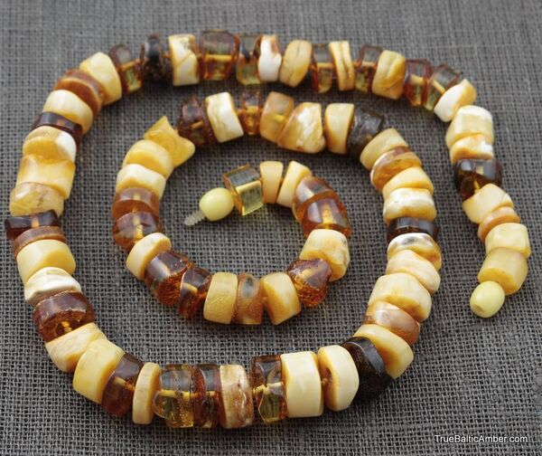 Natural butter BUTTONS Baltic amber necklace 24in