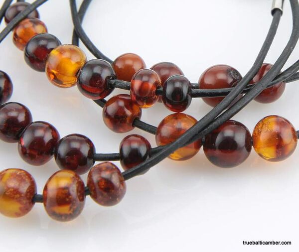 5 Baltic amber beaded string bracelets