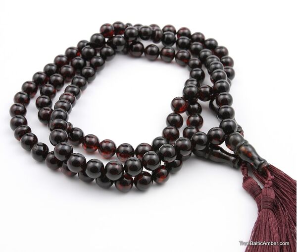 3 Islamic 33 ROUND beads prayer PRESSED Baltic amber rosary