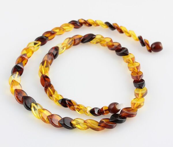Overlapping Rainbow pieces Baltic amber necklace