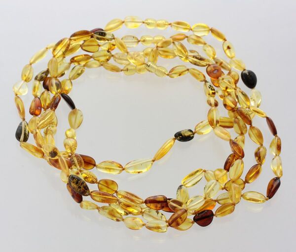 5 Mix BEANS Baltic amber adult necklaces 45cm