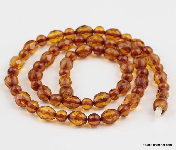 Facet Cut OLIVE Baltic amber necklace 19in