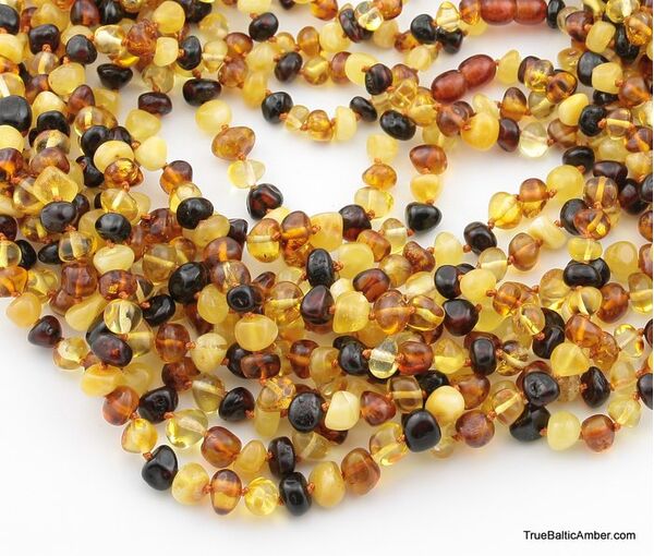 10 Multi BAROQUE beads Baltic amber adult necklaces 21in