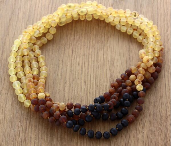 5 Raw Rainbow BAROQUE Baltic amber adult necklaces 45cm