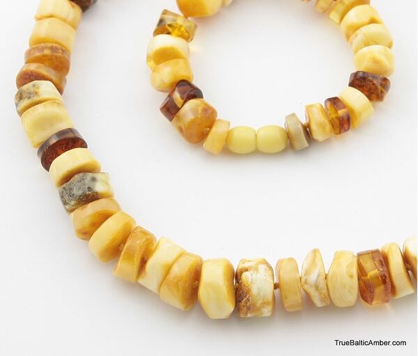 Natural butter BUTTONS Baltic amber necklace 24in