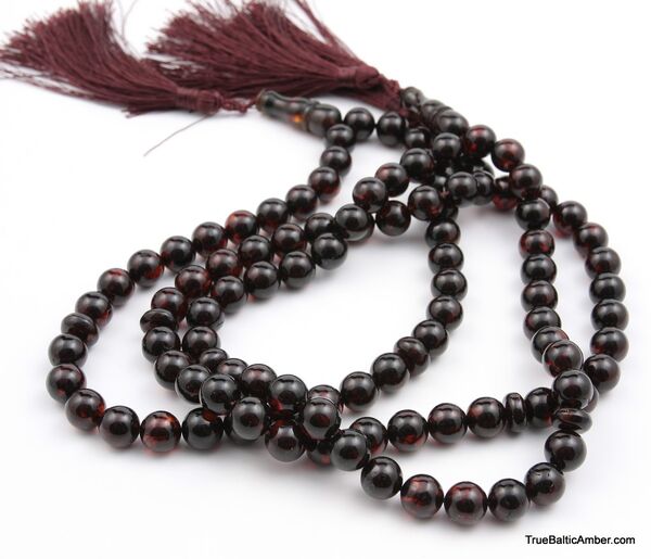 3 Islamic 33 ROUND beads prayer PRESSED Baltic amber rosary