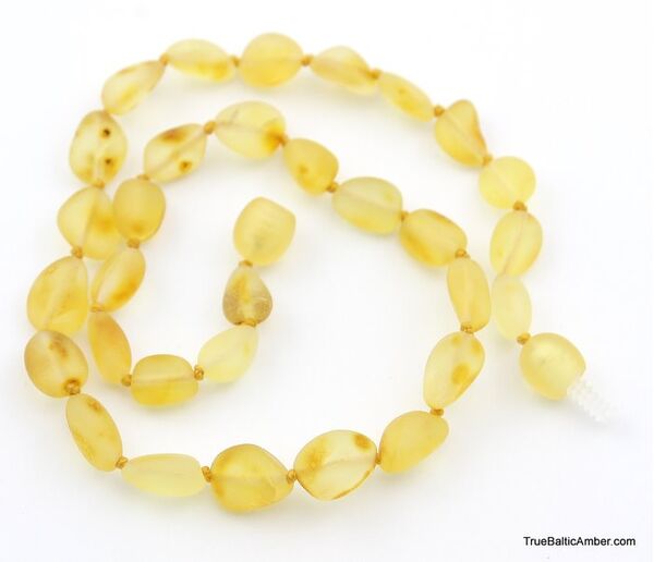 RAW unpolished BEANS Baby teething Baltic amber necklace