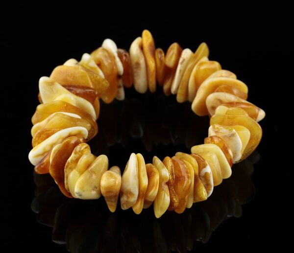 Freeform Nuggets Handmade Baltic Amber Beaded Stretchy Bracelet