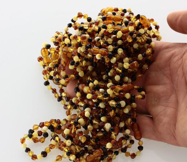 10 Small Multi BAROQUE Baltic amber teething bracelets 14cm
