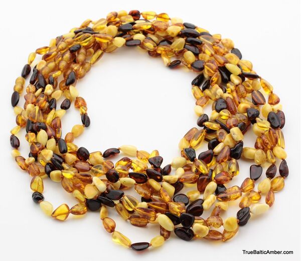 10 Multi BEANS Baltic amber adult wholesale necklaces 21in