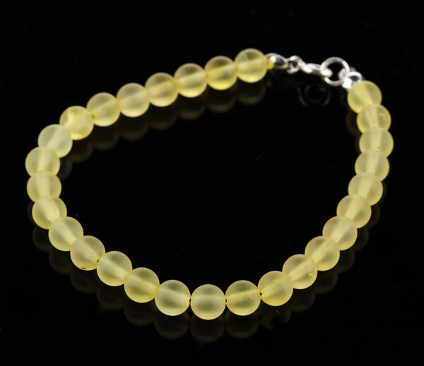 Lemon Raw ROUND beads Baltic amber bracelet
