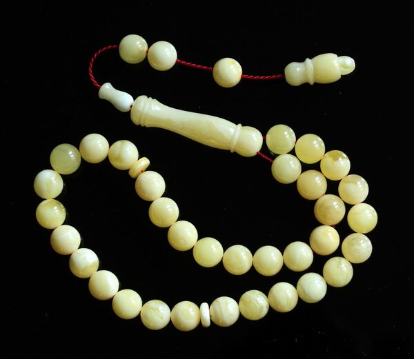 Islamic 33 Prayer Butter ROUND Baltic amber 8MM beads